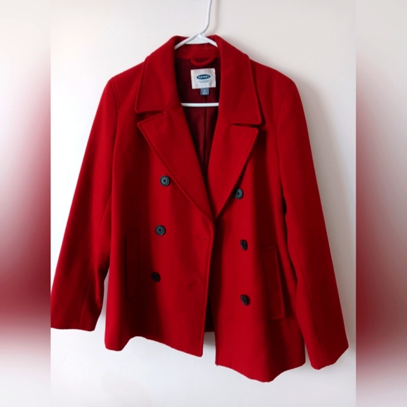 Women's red pea coat size M - Picture 1 of 3